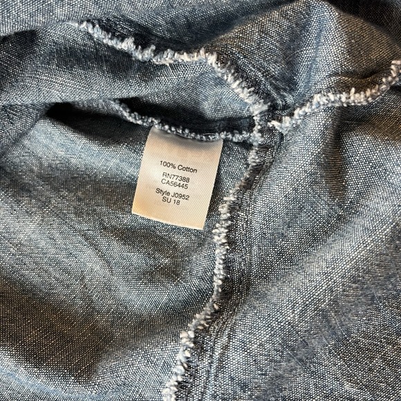 J Crew‎ Chambray Faux Wrap Dress Blue 8 preppy summer classic casual ruffle - Picture 6 of 7